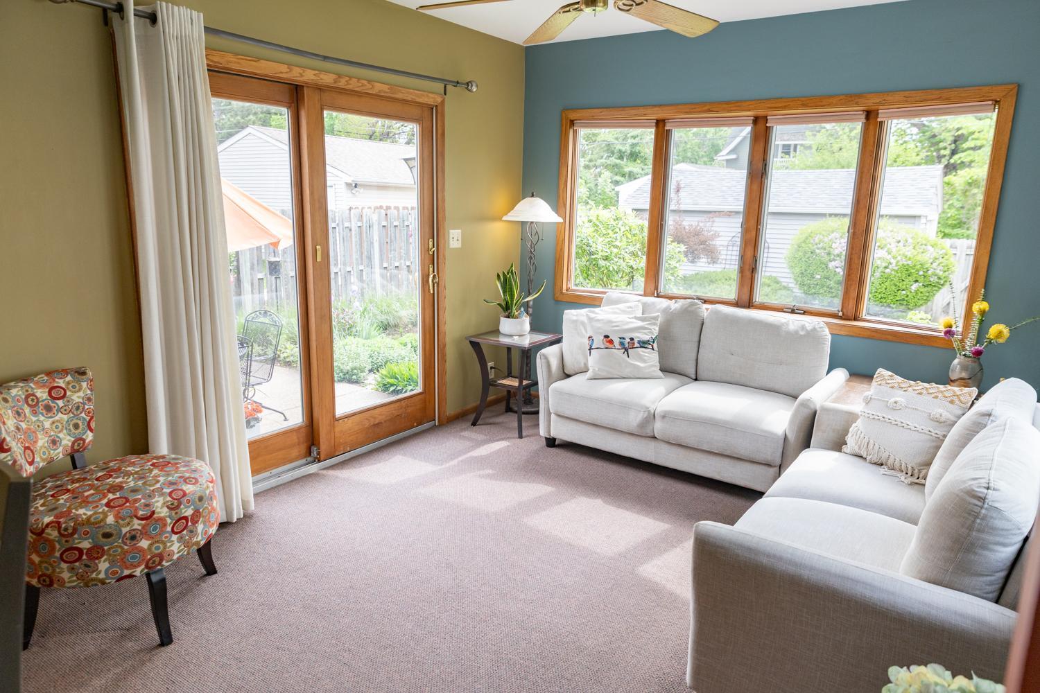 Sunroom with windows on 3 sides