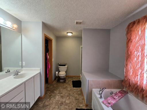 Master bath with walk in closet sl, soaking tub and separate shower