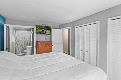 A view into your primary bedroom 3/4 bath
