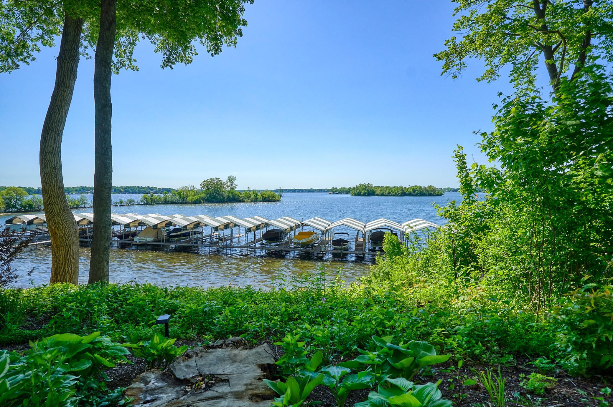 A boat slip that fits a 32' boat is included with this home
