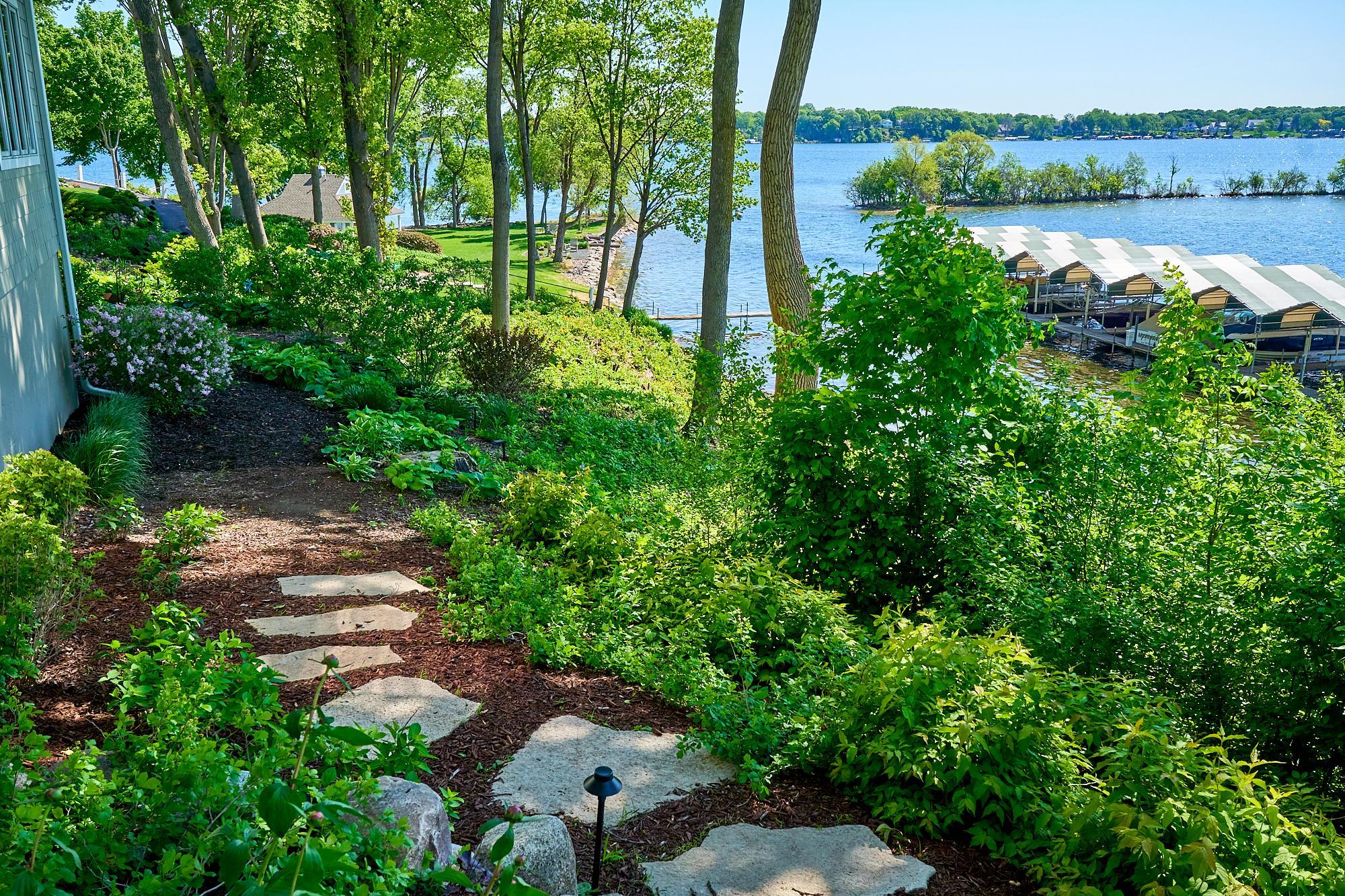 Rock pathway leads to the lake