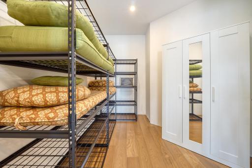 Large walkout-level storage closet thoughtfully designed & insulated to easily become a wine cellar in the future