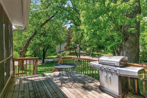 Large west side of home wooden deck.