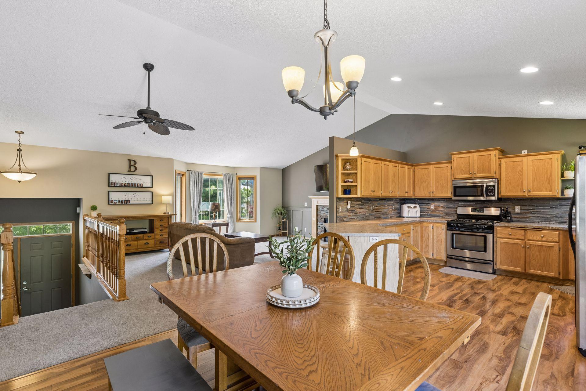 Dining, Kitchen & Living Room