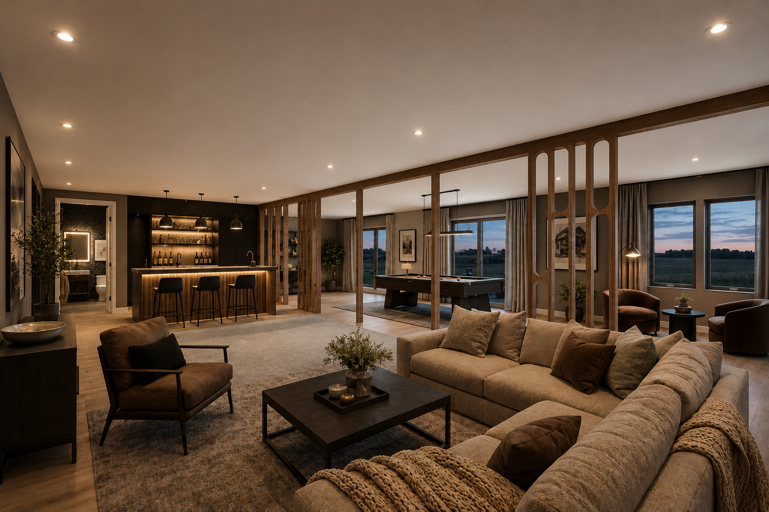Digitally enhanced image for a finished basement