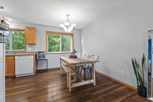 From the dining room, you have a great view of the backyard.
