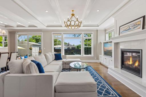 Living room filled with warmth and natural light