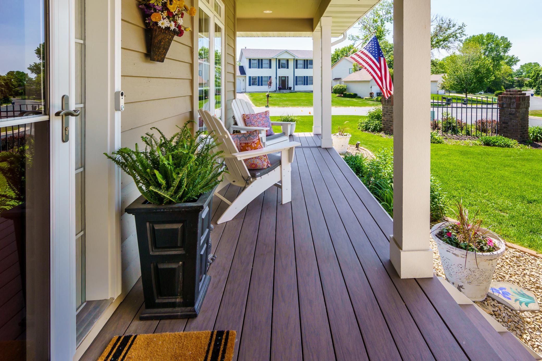 Beautiful Maintenance-free decking on the Front Porch.