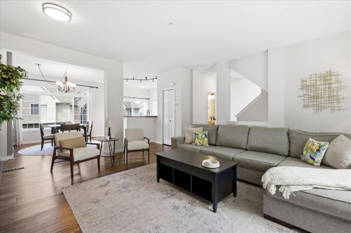 Welcome home to this gorgeous end unit townhome in a prime Inver Grove Heights location. Upon entering the home and head upstairs you are greeted by this huge living room and open layout! 1/2 bathroom down the hallway.