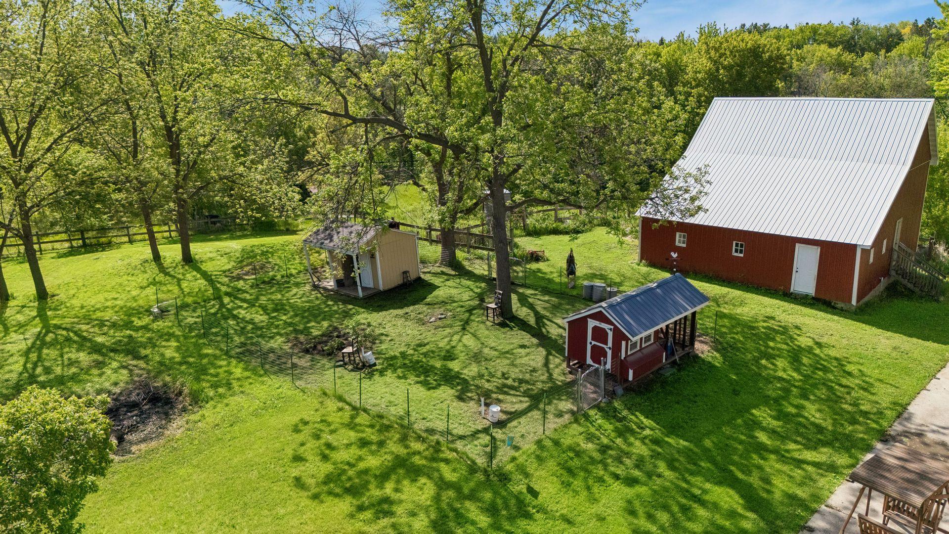 Here is a closer aerial view of the barnyard area.
