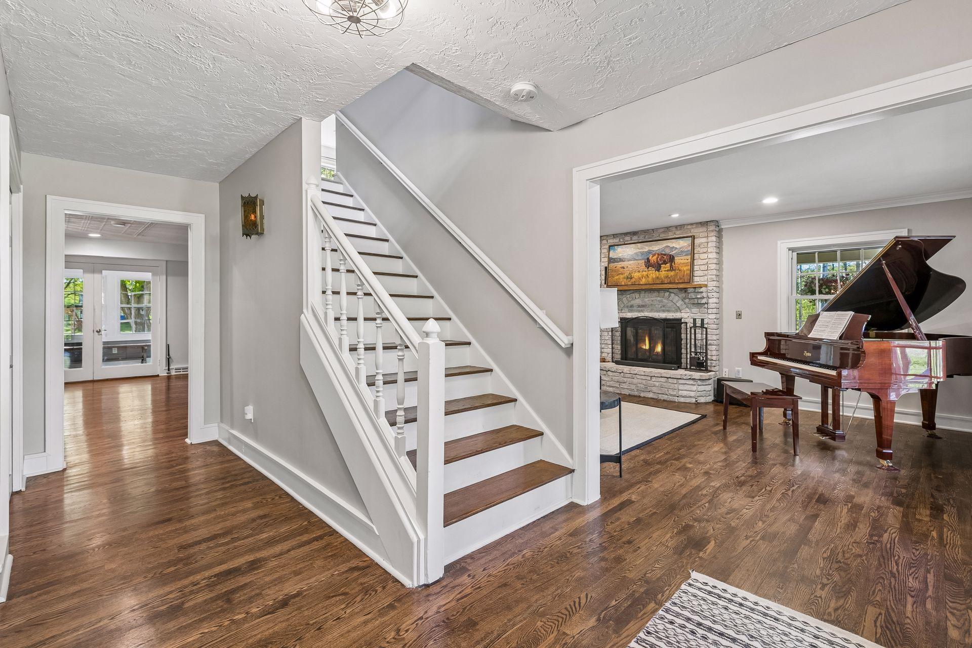 There is a hall coat closet on the main floor. Wide hallways and stairways allow rooms to flow openly.