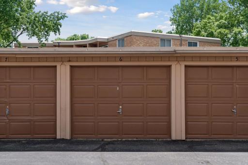 Private, enclosed parking garage, deep for extra storage