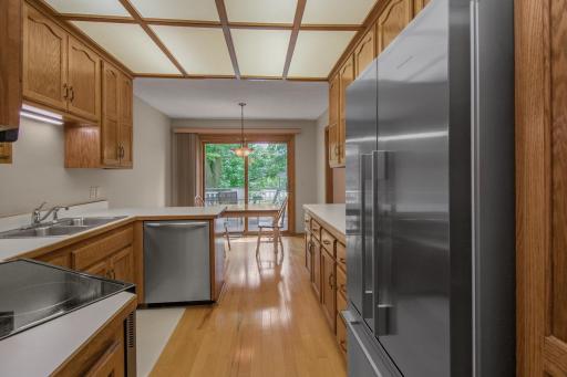 Stainless steel appliances throughout kitchen.