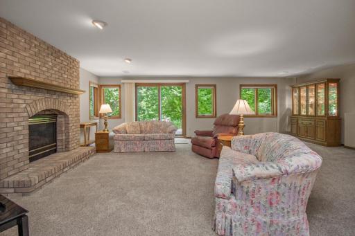 Oversized lower level family room with walk out to backyard patio.
