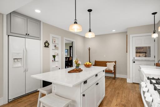 Gorgeous hardwood floors and matte black hardware.