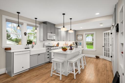 Stunning kitchen with tons of space and farmhouse sink