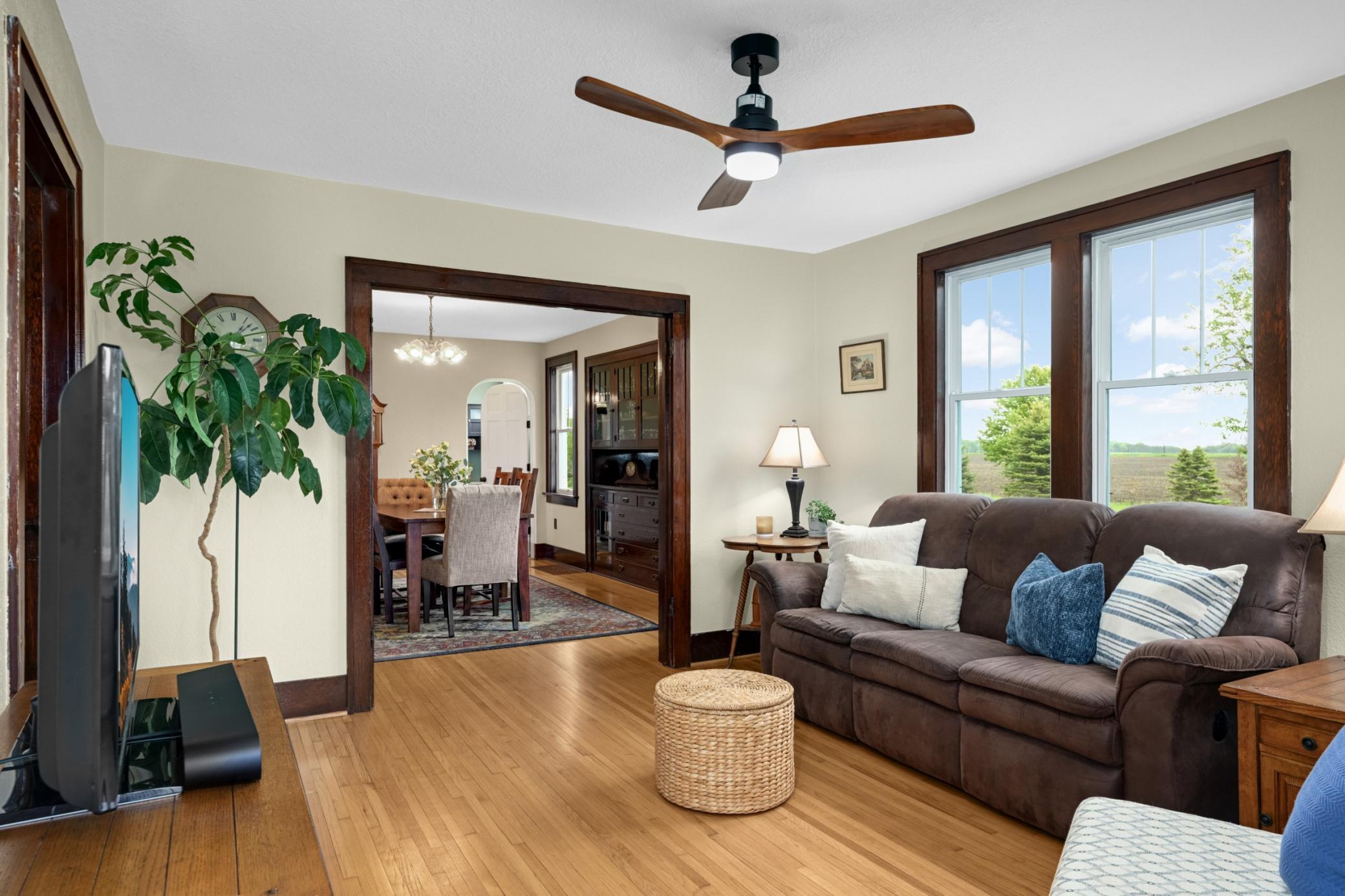 Rich original woodwork and oversized cased openings showcase the home’s historic charm