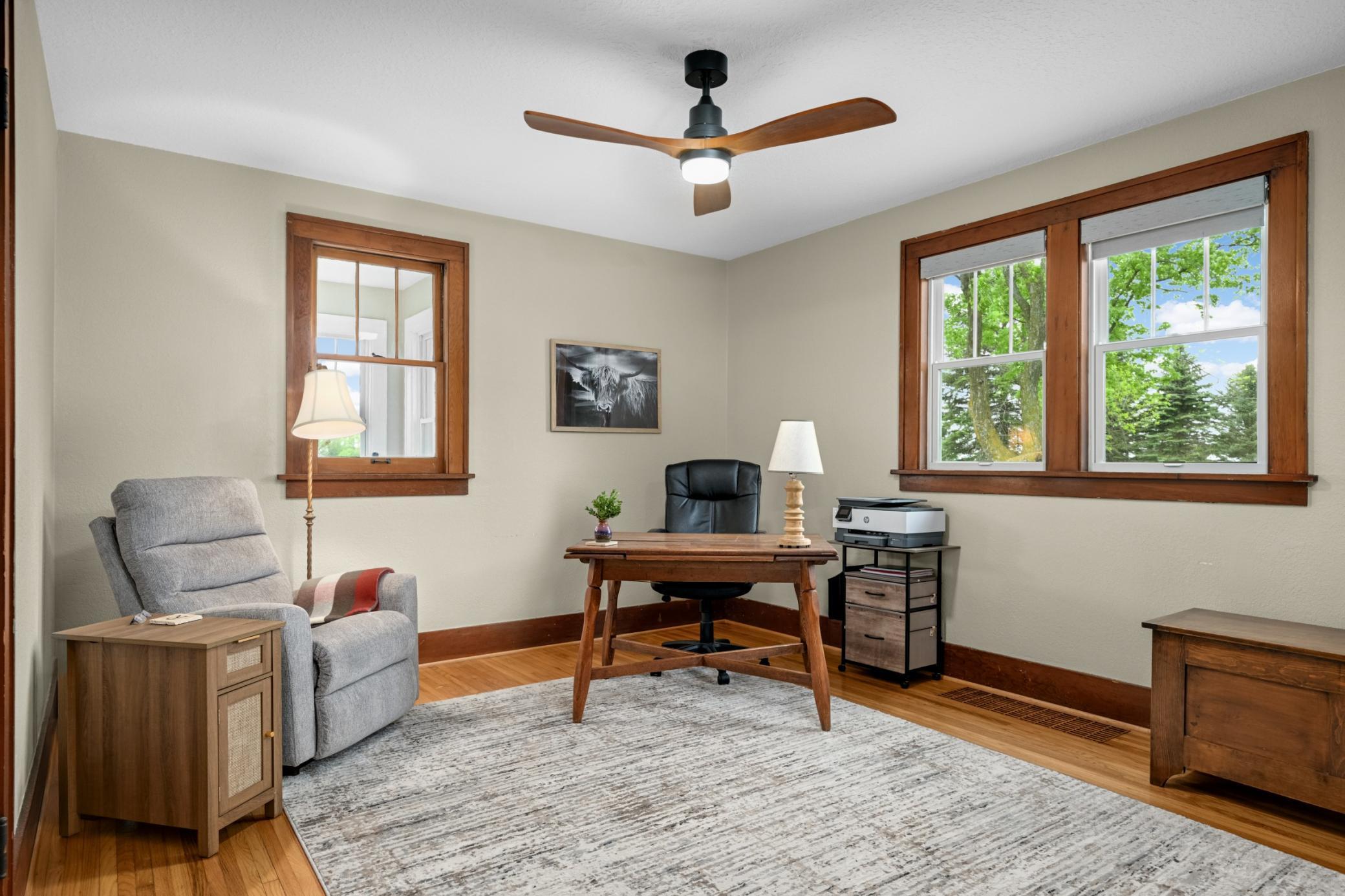 Main floor bedroom that used for office