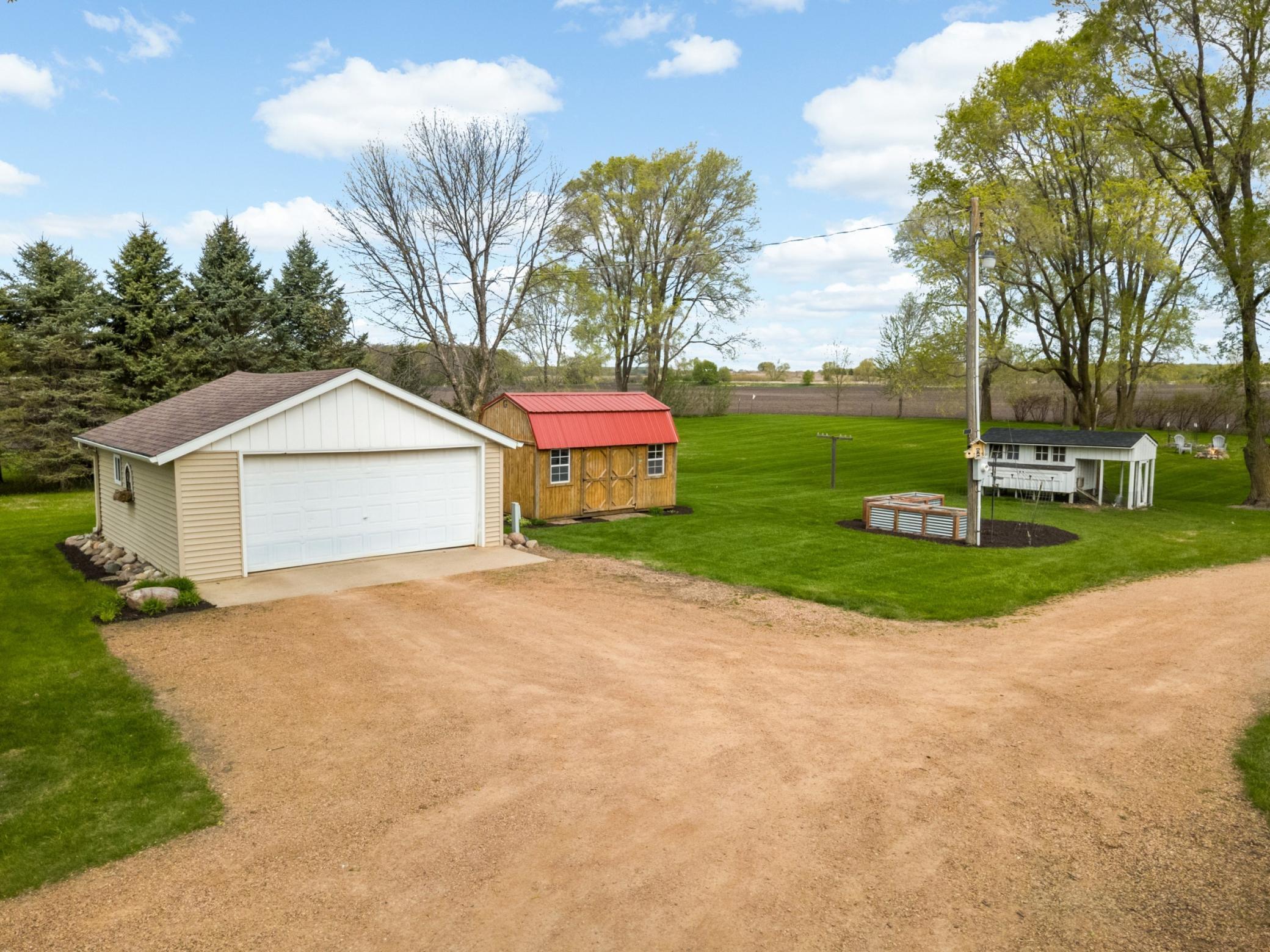 Large driveway on property.