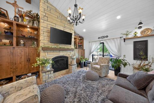 Living room and fireplace