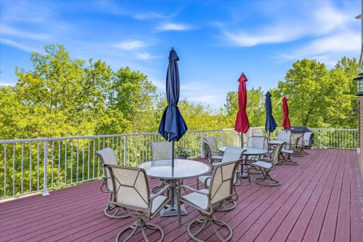public deck off party room looking over Pond with Grill