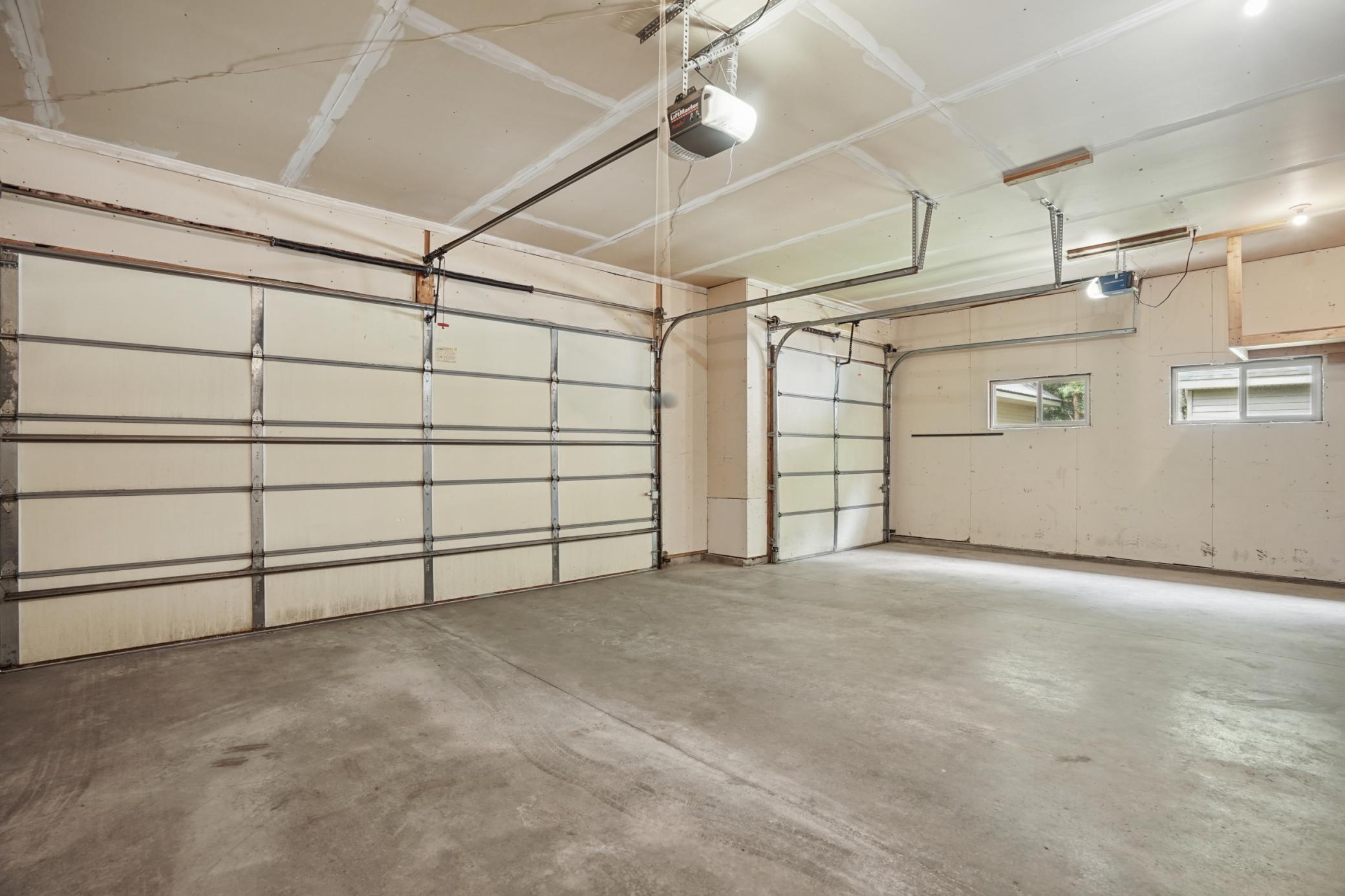 Inside attached 3 stall garage