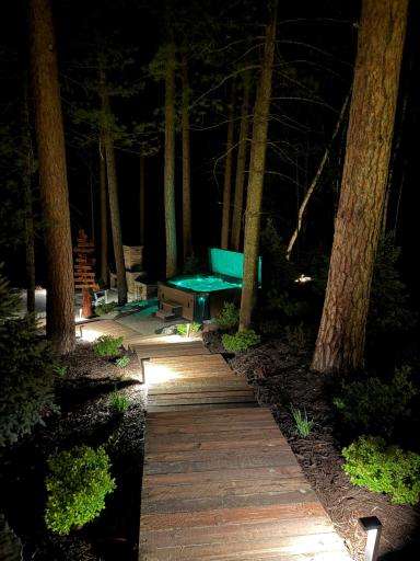 Unwind beneath the stars in the outdoor hot tub.