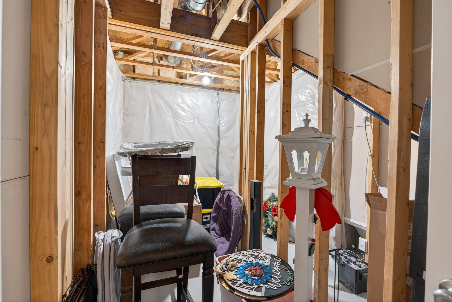 Basement storage space.