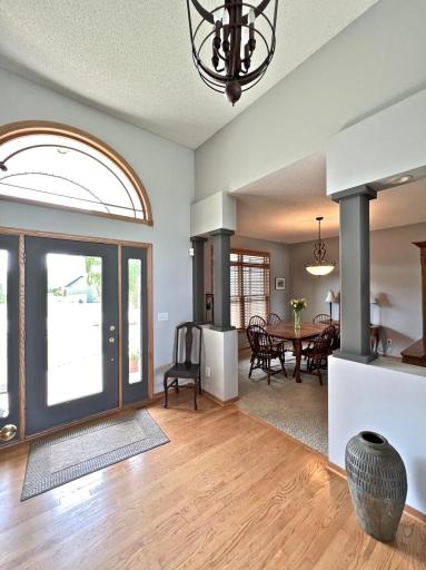Unique architectural details in vaulted entry foyer
