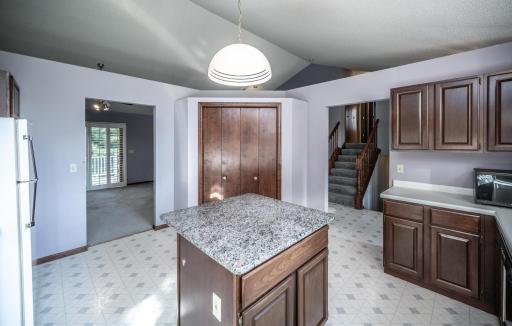 Large pantry and a great view of the open floor plan.