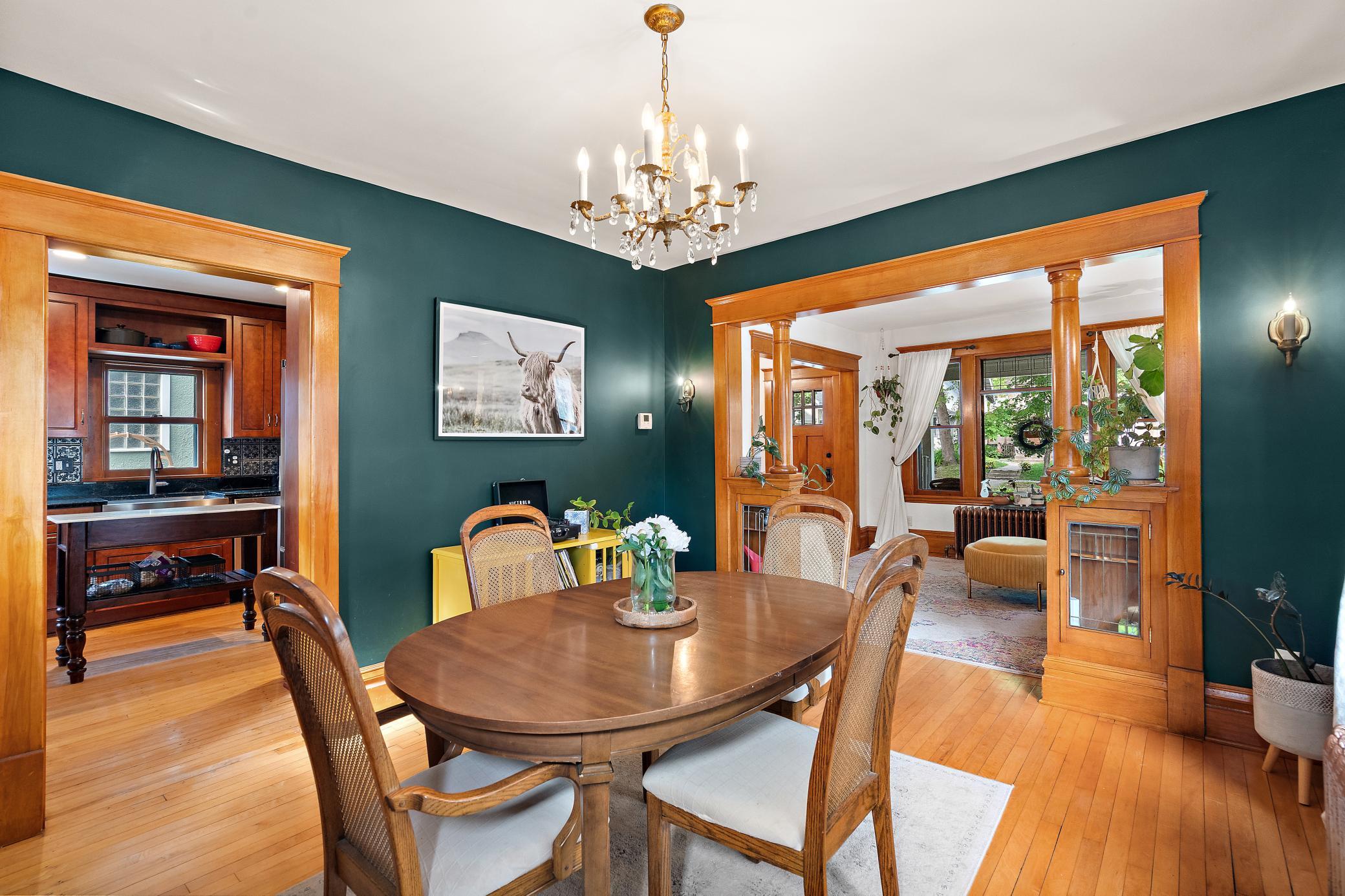 dining room leads nicely to the kitchen
