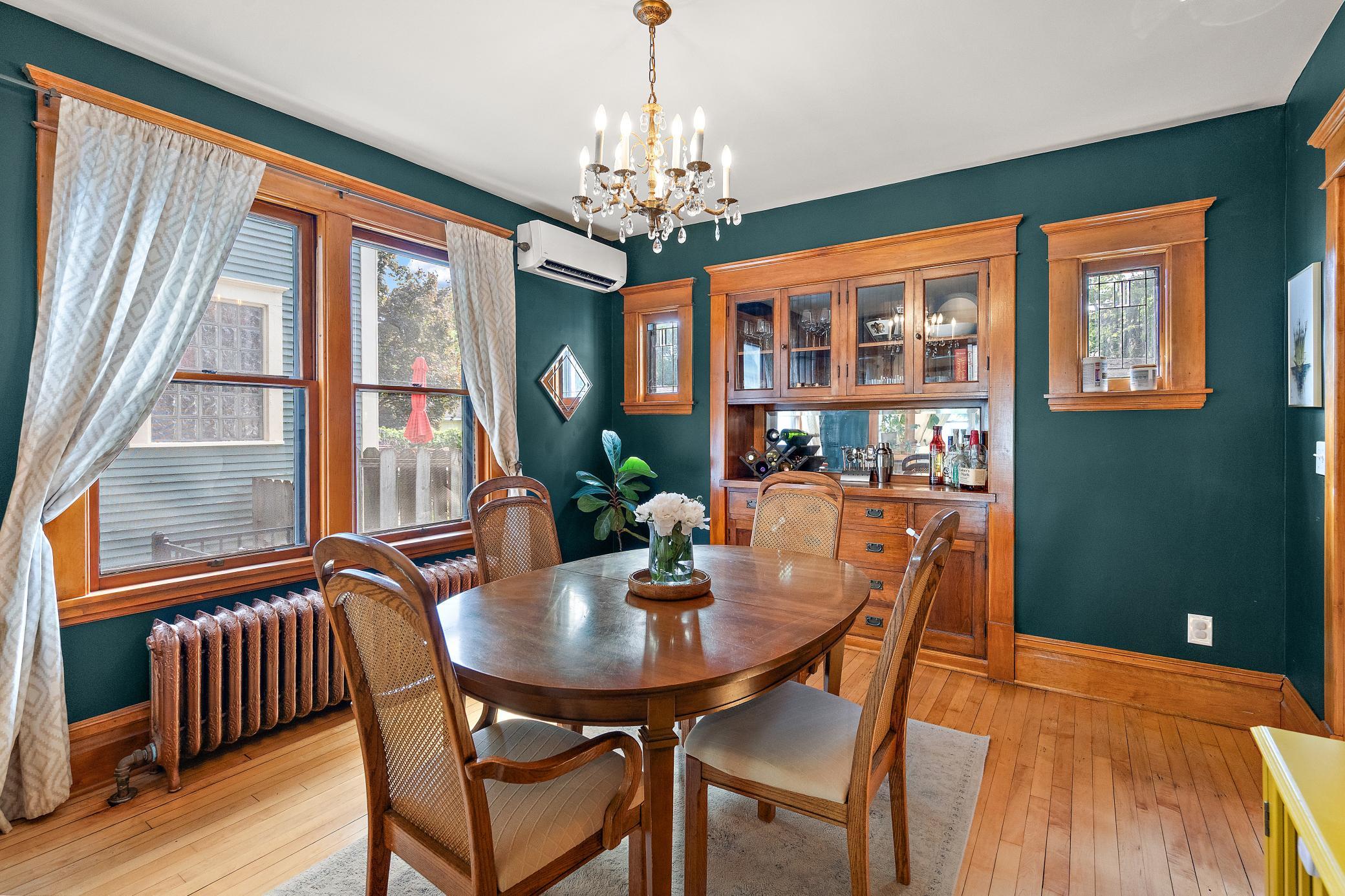 This quintessential built-in hutch highlights the dining room