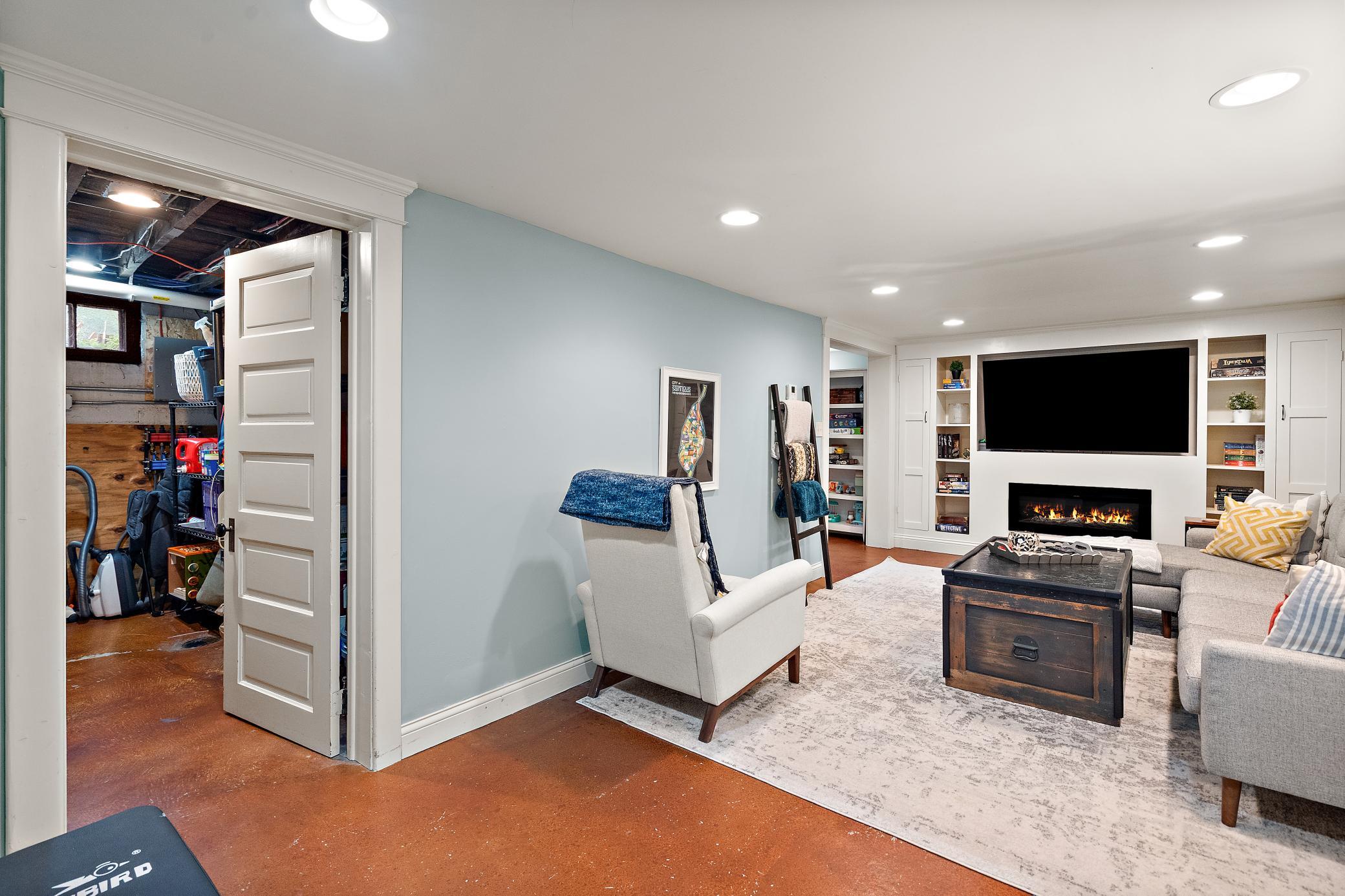 Gas fire place enhances this space