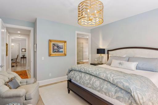 The primary suite is set back from the main part of the home.