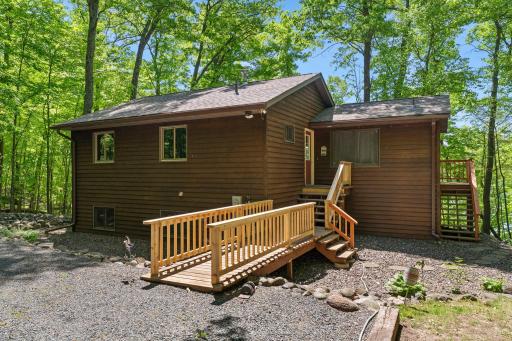 The woodsy side of the cabin is very private.