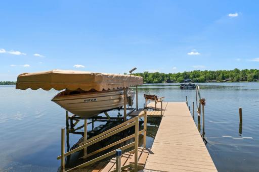 The dock area has a great, swimmable area, with 10 feet of water just off the end of the dock.