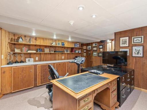 Office with counterspace and built in storage.