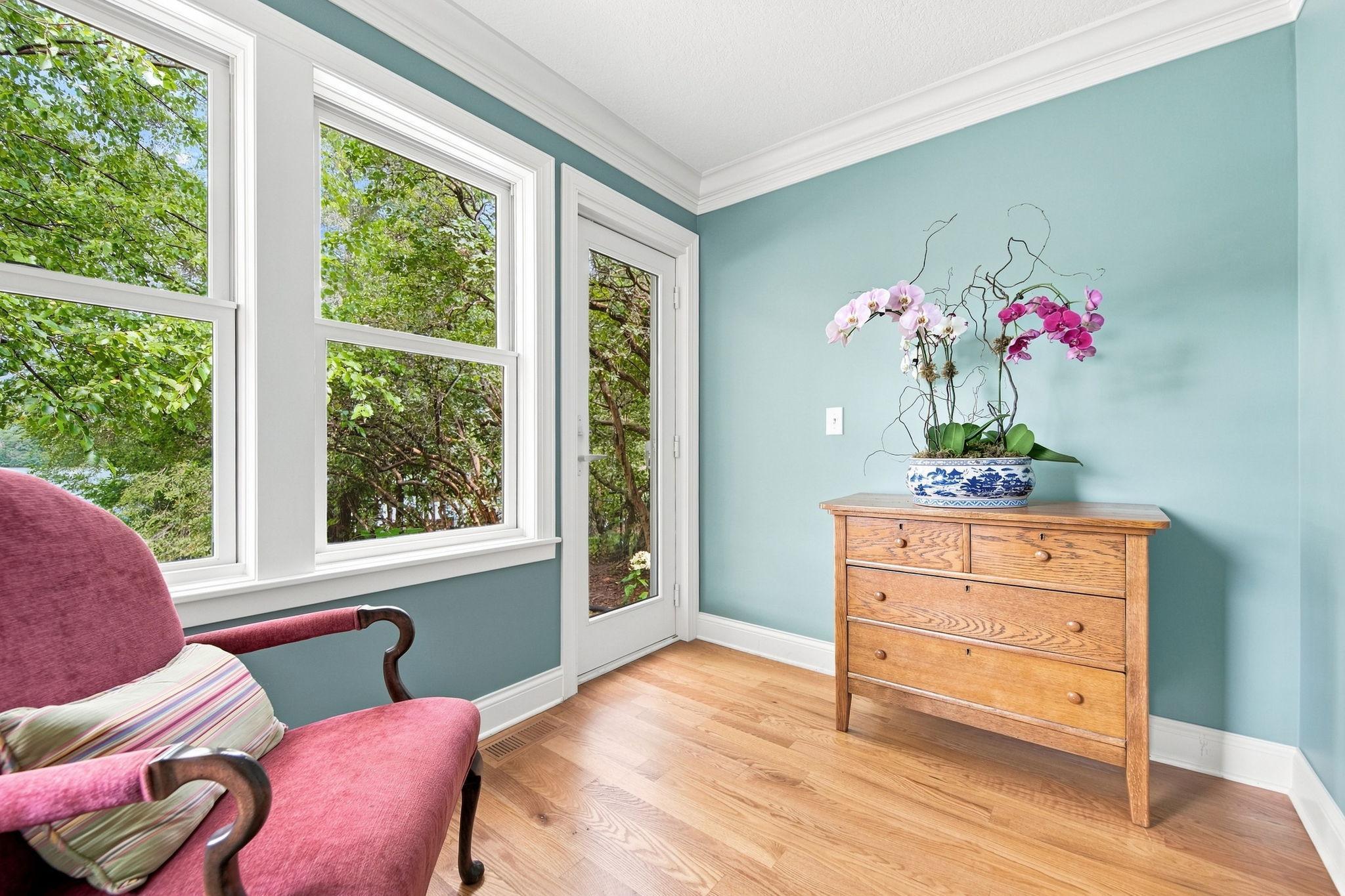 Sitting room off primary with access to the patio