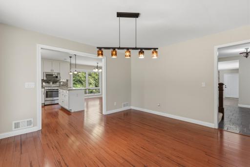 Dining Room with engineered hardwood flooring
