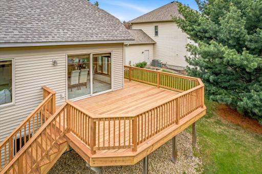 New boards, railing and stairs on cedar deck