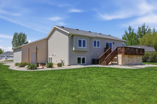 New landscaping and back patio off garage
