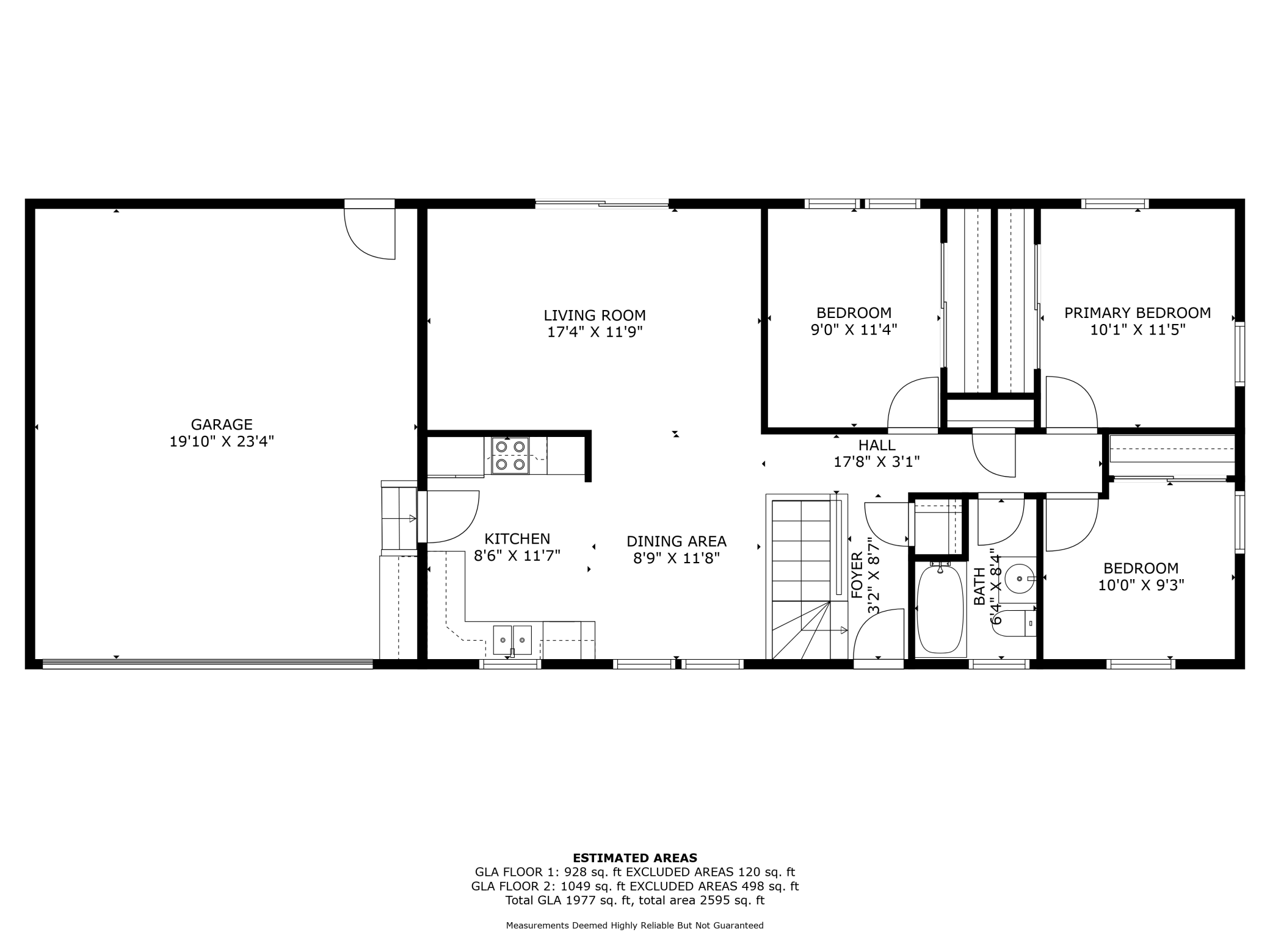 Main level floorplan with attached garage