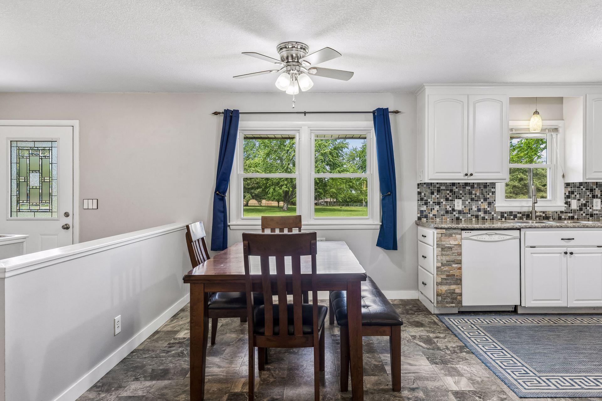 Casual dining area can fit a standard sized dining table