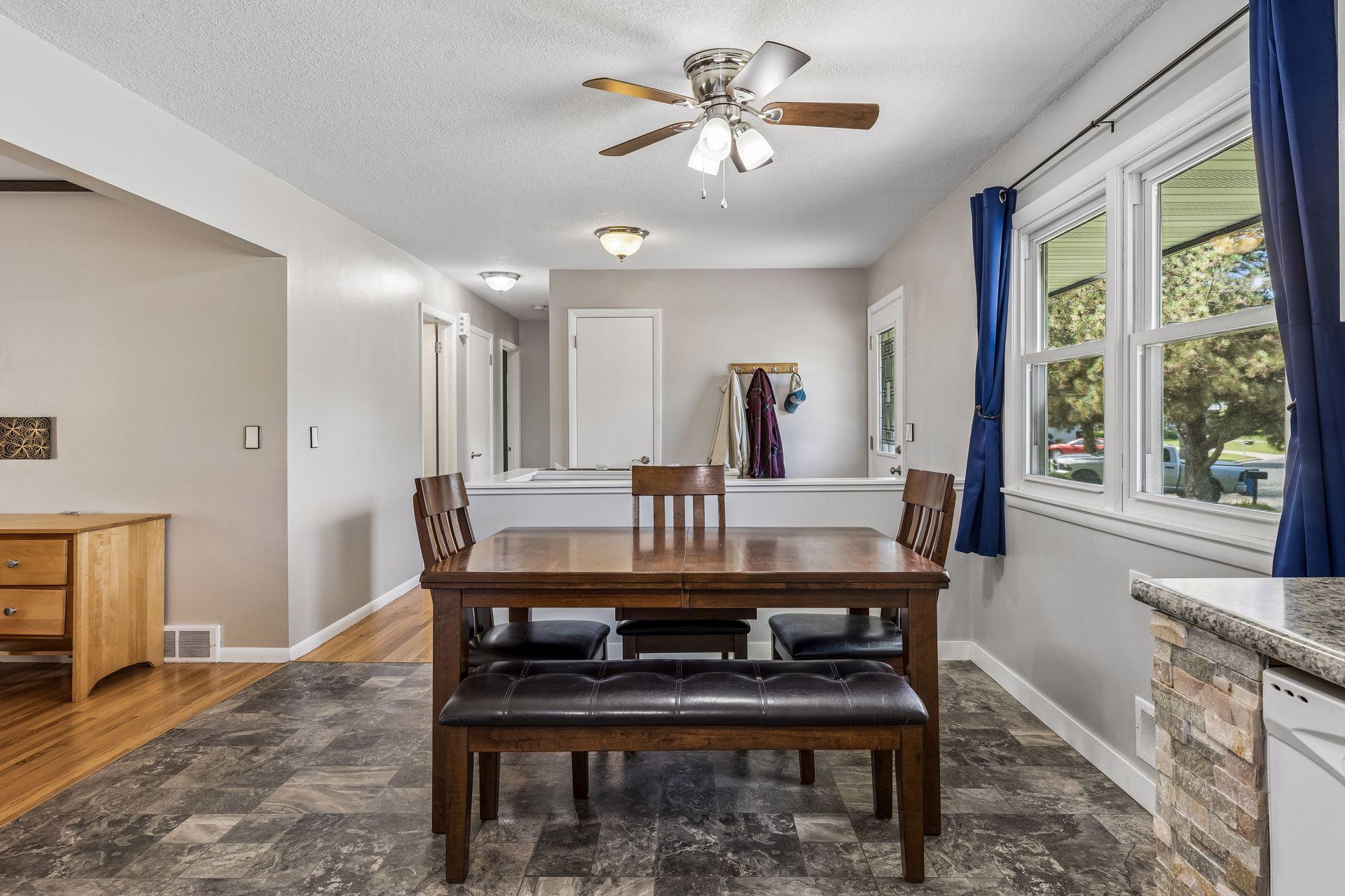 Kitchen and dining are well connected to the rest of the house (living is to the left)