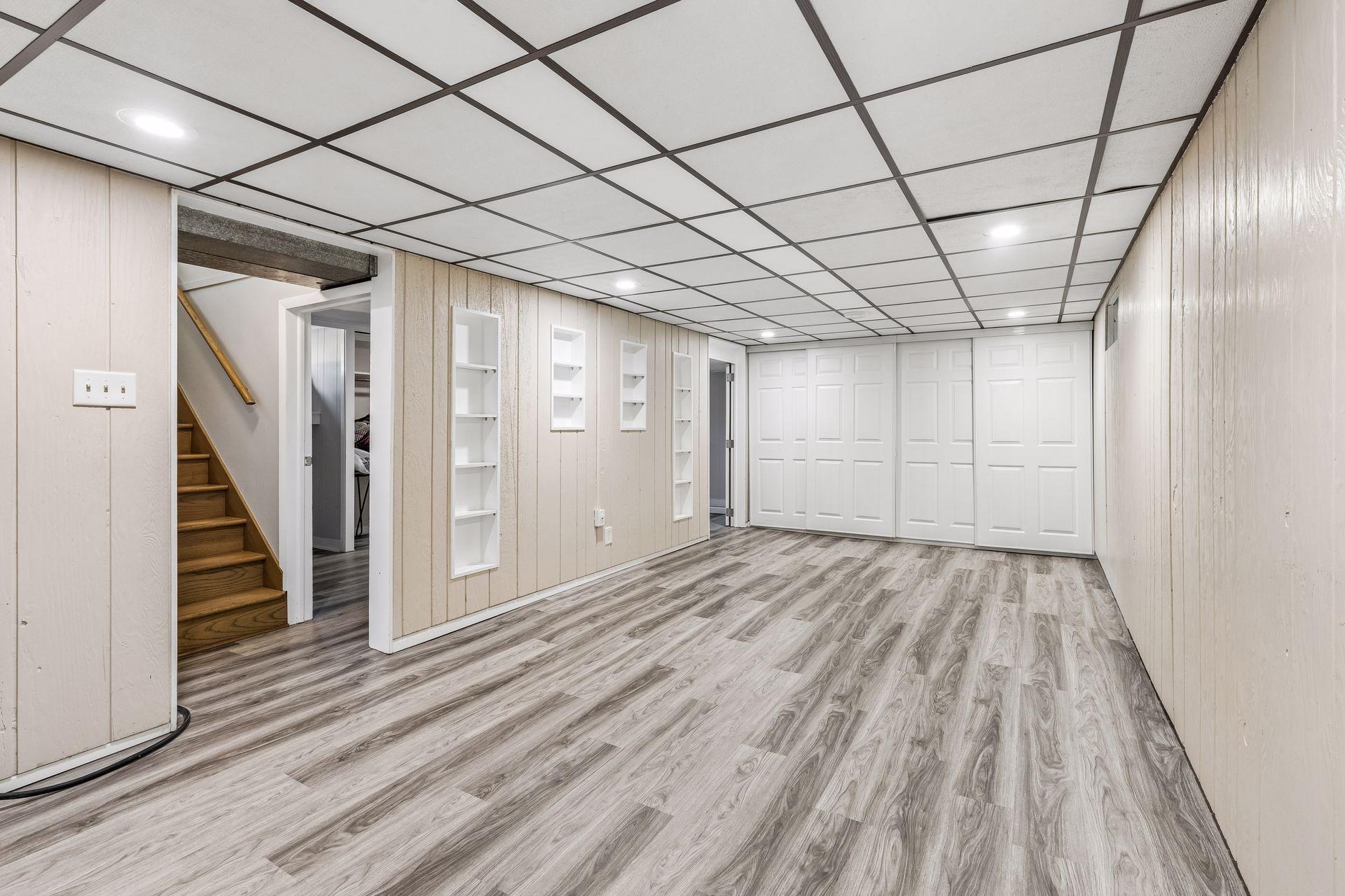 Generously sized family room with additional storage