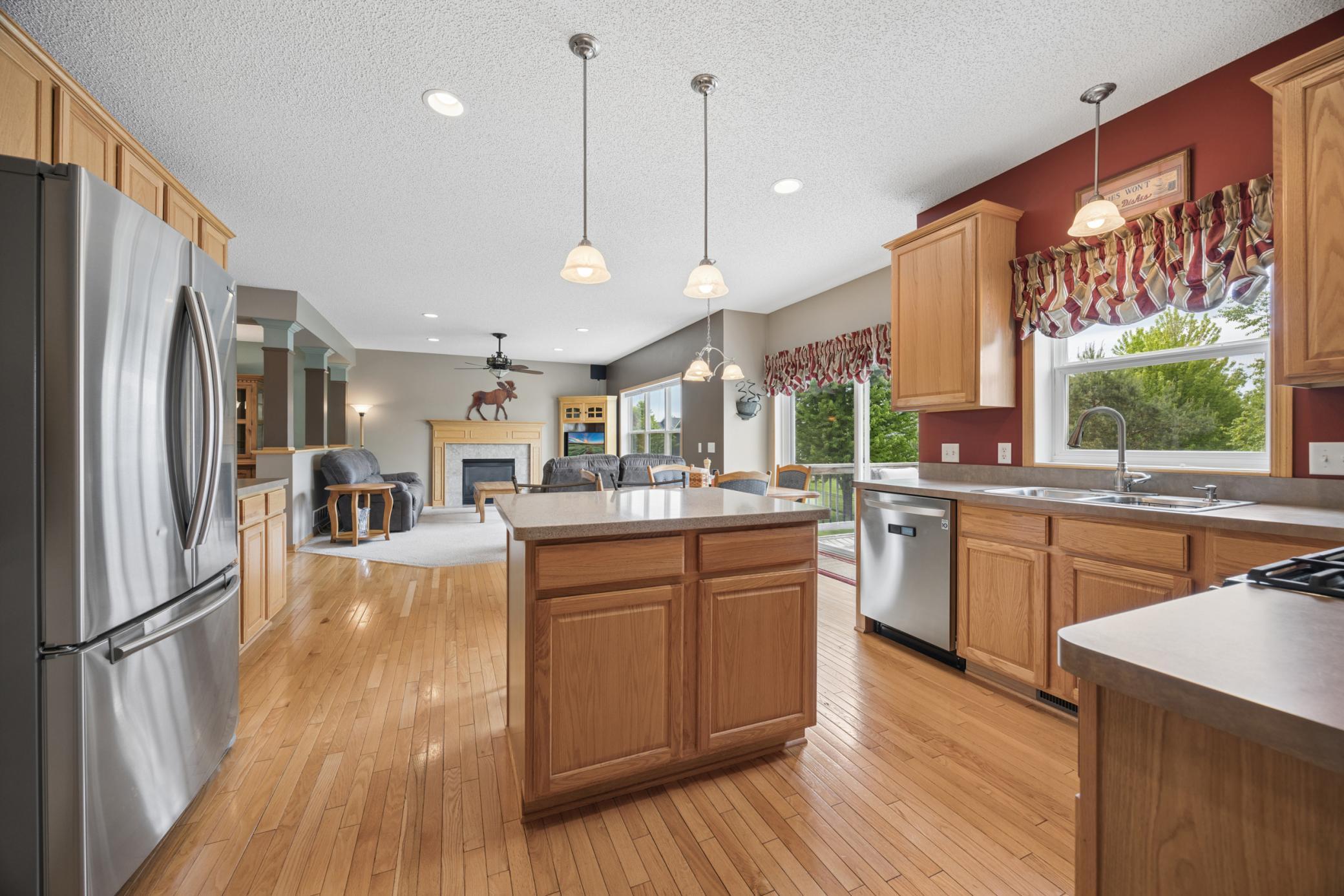 Great views to the outdoors and sightlines to the family room from the kitchen