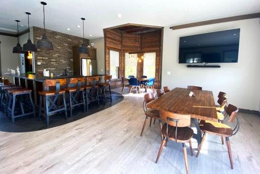Inside "The Barn" - this inviting and versatile space is available for residents to rent for events and neighborhood activities