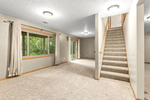Spacious lower level family room.