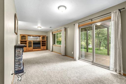 Lower level walkout with access to the stamped concrete patio.