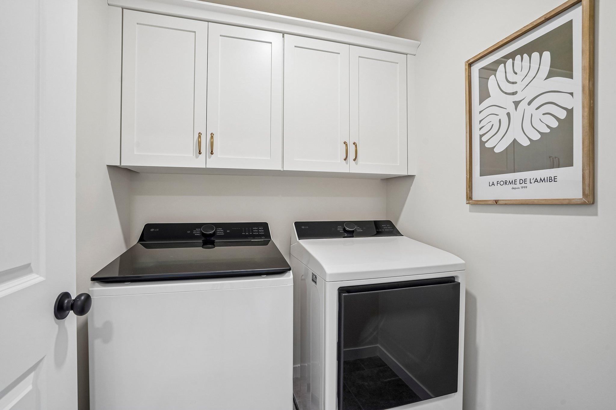 Built-in cabinets making the space feel put together.